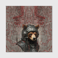 Холст квадратный Медведь в кибернетическом шлеме, цвет: 3D-принт — фото 2