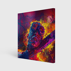 Холст квадратный Человек с пилой в брызгах краски, цвет: 3D-принт