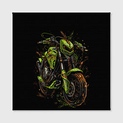 Холст квадратный Зеленый ретро-мотоцикл, цвет: 3D-принт — фото 2