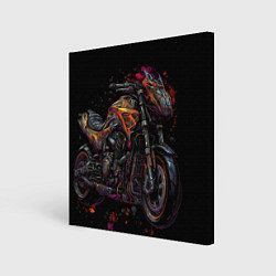 Холст квадратный Темный мотоцикл на черном фоне, цвет: 3D-принт