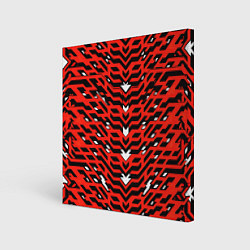 Холст квадратный Агрессивный красныйй паттерн, цвет: 3D-принт