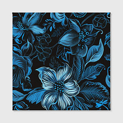 Холст квадратный Синие цветы абстракции, цвет: 3D-принт — фото 2
