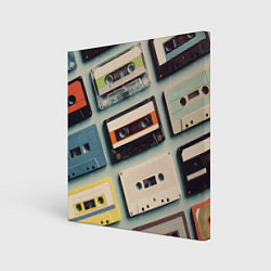 Холст квадратный Ретро аудио кассеты, цвет: 3D-принт