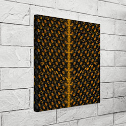 Холст квадратный Жёлтые киберпанк ячейки на чёрном фоне, цвет: 3D-принт — фото 2