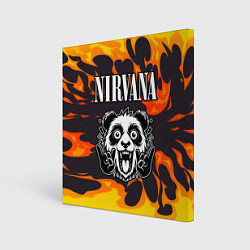 Холст квадратный Nirvana рок панда и огонь, цвет: 3D-принт