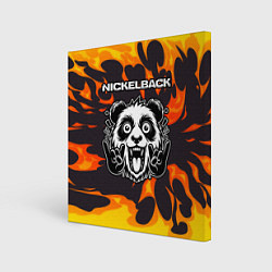 Холст квадратный Nickelback рок панда и огонь, цвет: 3D-принт