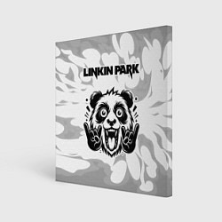 Холст квадратный Linkin Park рок панда на светлом фоне, цвет: 3D-принт