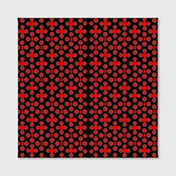 Холст квадратный Красные четырёхлистники на чёрном фоне, цвет: 3D-принт — фото 2