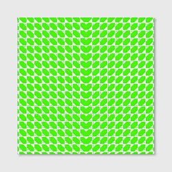 Холст квадратный Зелёные лепестки шестиугольники, цвет: 3D-принт — фото 2