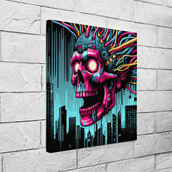 Холст квадратный Cyber skull - ai art fantasy, цвет: 3D-принт — фото 2