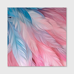 Холст квадратный Пастельно-голубые и розовые перья, цвет: 3D-принт — фото 2