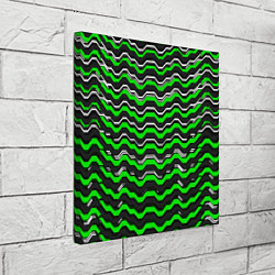 Холст квадратный Белые и зелёные полосы на чёрном фоне, цвет: 3D-принт — фото 2