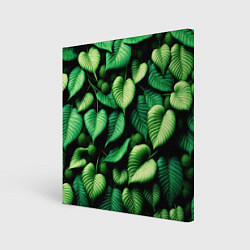 Холст квадратный Зеленые листья и мох, цвет: 3D-принт