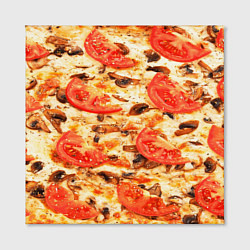 Холст квадратный Пицца с грибами и томатом - текстура, цвет: 3D-принт — фото 2