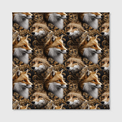 Холст квадратный Лакшери паттерн с золотыми лисицами, цвет: 3D-принт — фото 2