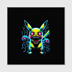 Холст квадратный Pikachu and skeletons - neon glow ai art, цвет: 3D-принт — фото 2