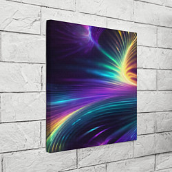 Холст квадратный Неоновые лучи на фиолетовом фоне, цвет: 3D-принт — фото 2