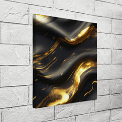 Холст квадратный Черно-золотая волнистая текстура, цвет: 3D-принт — фото 2