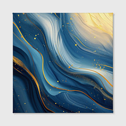 Холст квадратный Золотая волнистая текстура на синей ткани, цвет: 3D-принт — фото 2