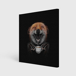 Холст квадратный Лис с чашечкой кофе, цвет: 3D-принт