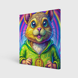 Холст квадратный Хомяк и биткоин, цвет: 3D-принт