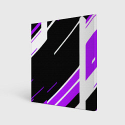 Холст квадратный Бело-фиолетовые полосы на чёрном фоне, цвет: 3D-принт