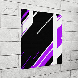 Холст квадратный Бело-фиолетовые полосы на чёрном фоне, цвет: 3D-принт — фото 2