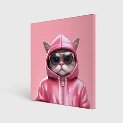 Холст квадратный Кошка в капюшоне, цвет: 3D-принт