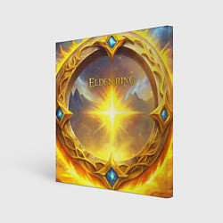 Холст квадратный Elden Ring лого и волшебное золотое кольцо, цвет: 3D-принт