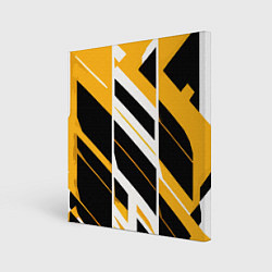 Холст квадратный Black and yellow stripes on a white background, цвет: 3D-принт