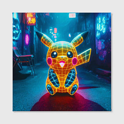 Холст квадратный Полигональный неоновый Пикачу - нейроарт, цвет: 3D-принт — фото 2