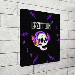 Холст квадратный Led Zeppelin неоновый череп, цвет: 3D-принт — фото 2