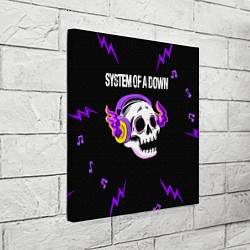 Холст квадратный System of a Down неоновый череп, цвет: 3D-принт — фото 2
