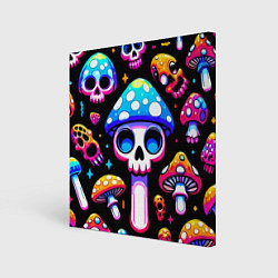 Холст квадратный Ice cream skull and fly agaric - ai art fantasy, цвет: 3D-принт