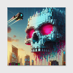Холст квадратный Cool pixel skull - ai art fantasy, цвет: 3D-принт — фото 2