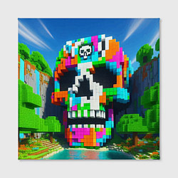 Холст квадратный Minecraft landscape with skull - ai art fantasy, цвет: 3D-принт — фото 2