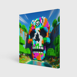 Холст квадратный Minecraft landscape with skull - ai art fantasy, цвет: 3D-принт