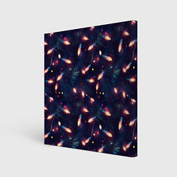 Холст квадратный Паттерн новогодняя гирлянда, цвет: 3D-принт