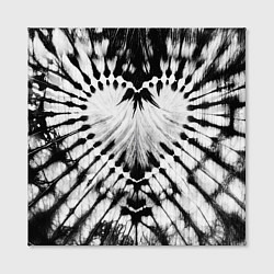 Холст квадратный Абстрактное сердце - черно-белый тай-дай, цвет: 3D-принт — фото 2