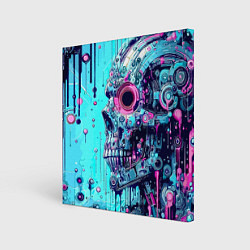 Холст квадратный Cyber skull - blots sketch, цвет: 3D-принт