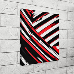 Холст квадратный Красно-белые диагональные полосы на чёрном фоне, цвет: 3D-принт — фото 2