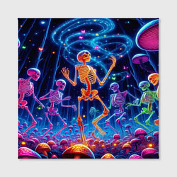 Холст квадратный Танец неоновых скелетов под грибами, цвет: 3D-принт — фото 2