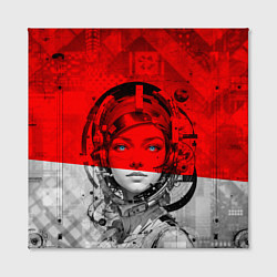 Холст квадратный Девушка андроид в красной тени, цвет: 3D-принт — фото 2