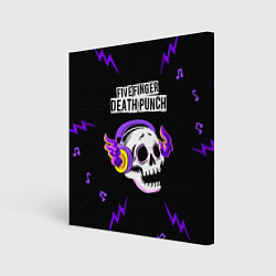 Холст квадратный Five Finger Death Punch неоновый череп, цвет: 3D-принт