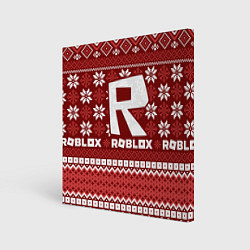 Холст квадратный Новогодний свитер ugly Roblox, цвет: 3D-принт