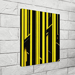 Холст квадратный Толстые жёлтые полосы на чёрном фоне, цвет: 3D-принт — фото 2