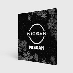 Холст квадратный Снежный Nissan, цвет: 3D-принт