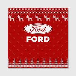 Холст квадратный Новогодний Ford с оленями, цвет: 3D-принт — фото 2