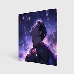 Холст квадратный Superman - Neon rain, цвет: 3D-принт