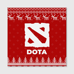 Холст квадратный Новогодний Dota с оленями, цвет: 3D-принт — фото 2